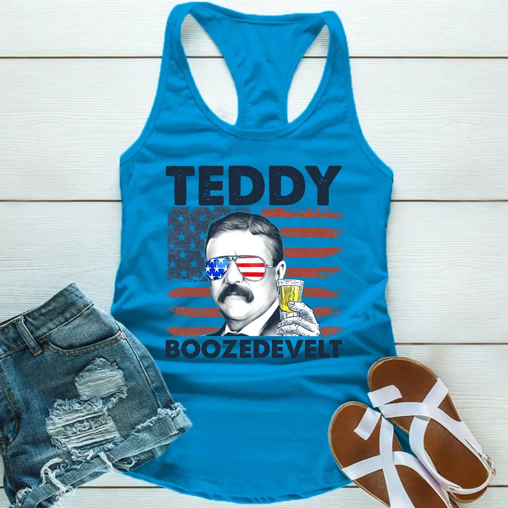 Teddy Boozedevelt Unisex Tank Top – Funny Patriotic Party Tee Adorb.co